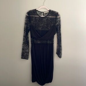 NWOT Roberto Cavalli Black Long Sleeve Cut Out Lace Dress Size 42